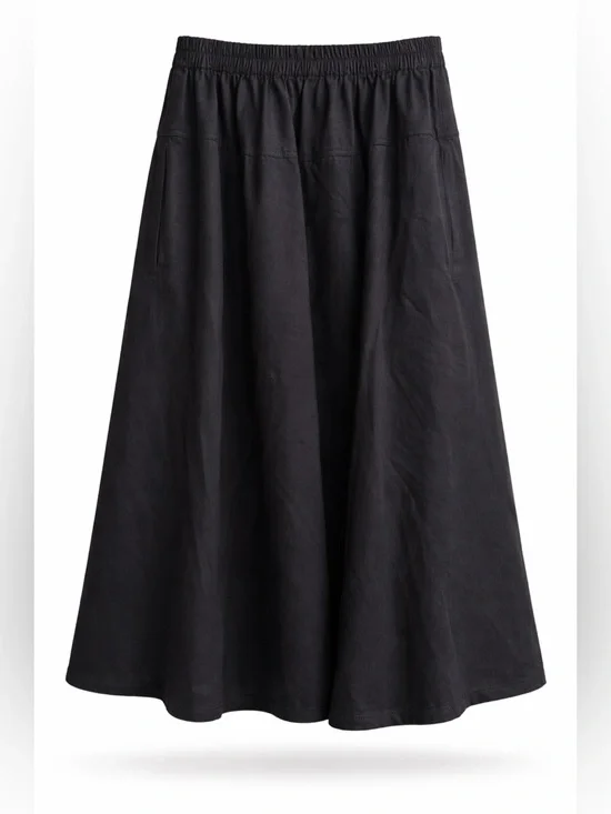 FREEDOM Patch A-Line Organic Cotton Boho Statement Midi Skirt Artisan Bottom S/M - Picture 7 of 11